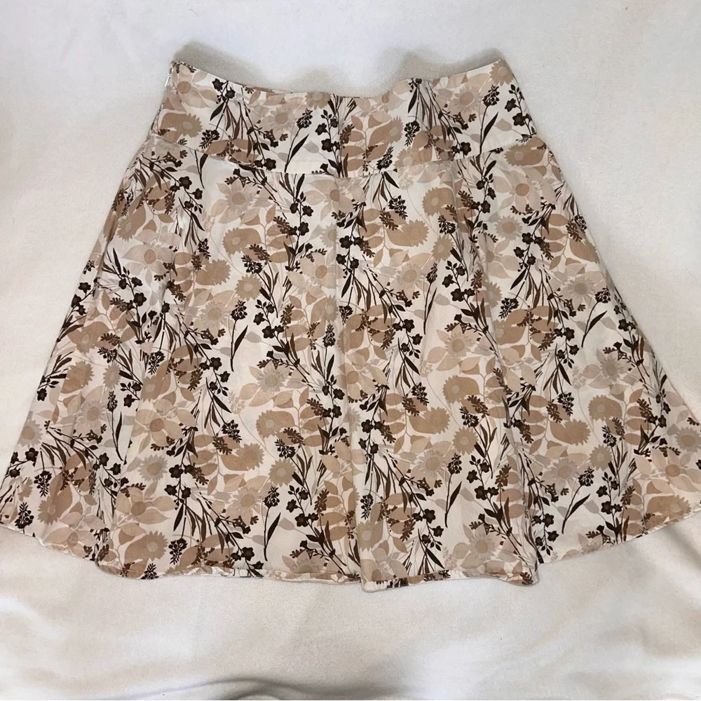 Austin Clothing Co. Floral Beige and Brown Cotton Skirt - Picture 5 of 8